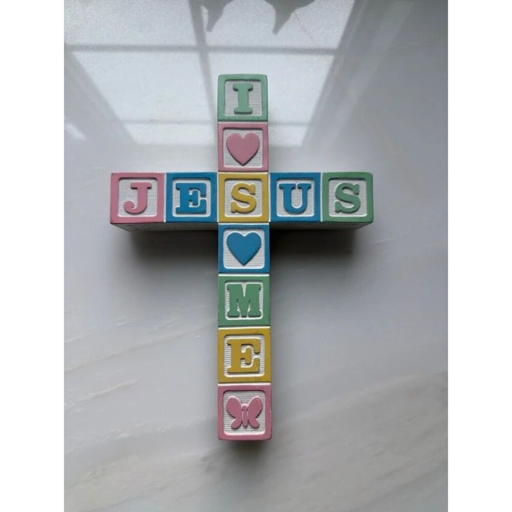 Abbey Press Jesus loves me Cross baby blocks art